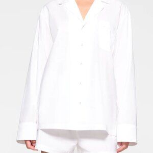 Cotton Poplin Button Up White Shirt
